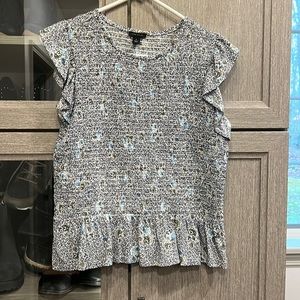 Ann Taylor, sleeveless, flutter sleeve, floral blouse
